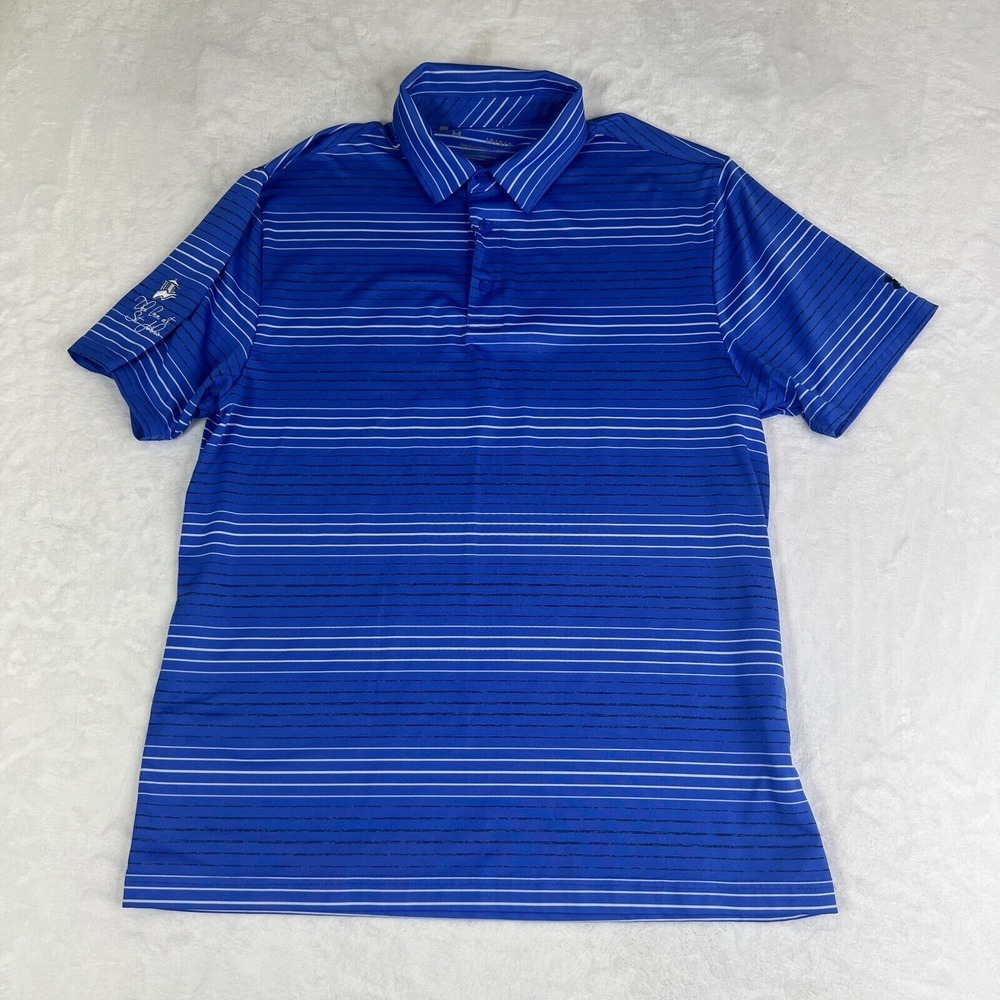 Under Armour Playoff Polo Mens Large Blue Performance Golf Shirt Stretch Preppy